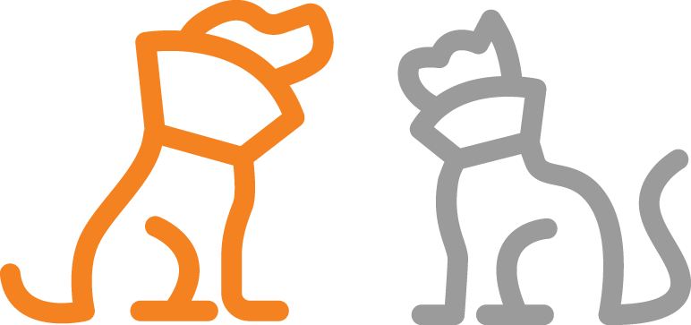 dog and cat icons with medical collars